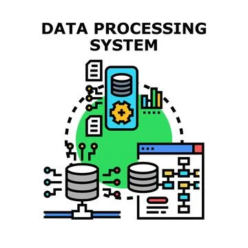 Data processing system analyzing information flow and storage Stock Illustration