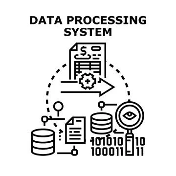 Data processing system automating information management and analysis Stock Illustration