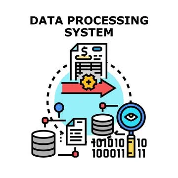 Data processing system automating information management and analysis Stock Illustration