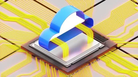 Data processing system from consumers using cloud computing Access the clou.. Stock Illustration