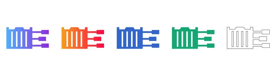 Data Processing System Icons Stock Illustration