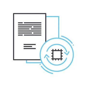 Data processing system line icon, outline symbol, vector illustration, concept 스톡 일러스트