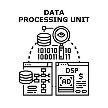 Data processing unit processing analyzing digital information Stock Illustration