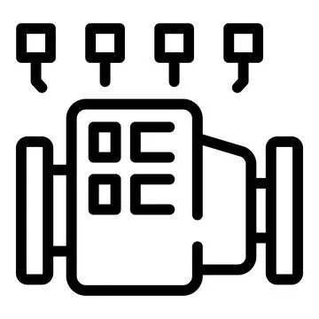 Data processing unit receiving information signals icon Stock Illustration