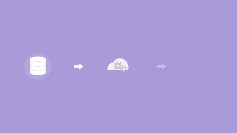 Data Processing Workflow with Database, Cloud and Chart - Violet Stock Footage 341489722