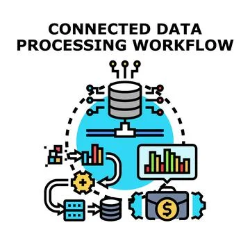 Data processing workflow optimizing business analytics Stock Illustration