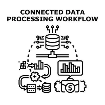 Data processing workflow optimizing business analytics Stock Illustration