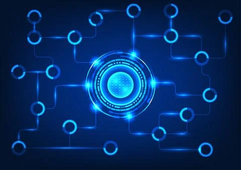 Data processor technology with technology circle with connection circuit Th.. Иллюстрация