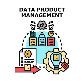 Data product management implementing strategy developing innovation Stock Illustration