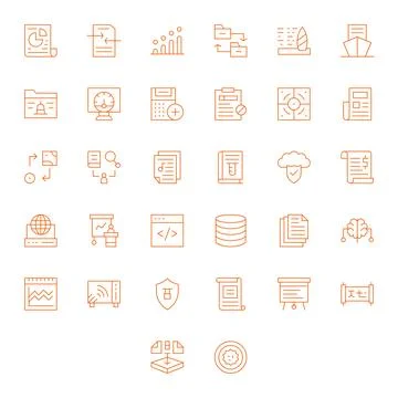Data Professional Vector Set with 32 Thin Line Display Perfect 128x128 Icons Illustrazione stock