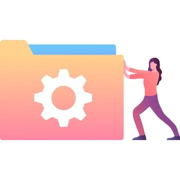 Data project folder vector icon woman manager Stock Illustration