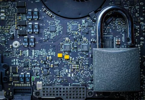 Data protecting Security Concept. Computer Internet protection with lock, key Foto stock