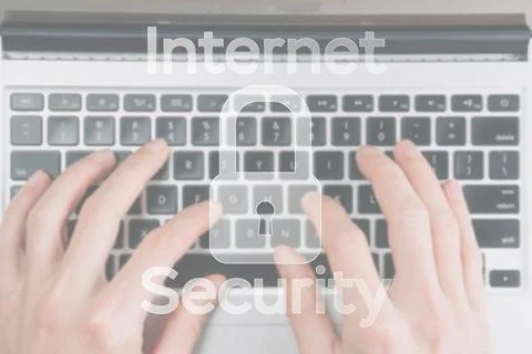 Data protecting security concept. Computer Internet protection symbol on blur Stock-Fotos