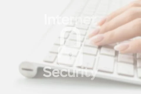 Data protecting security concept. Computer Internet protection symbol on blur 스톡 사진