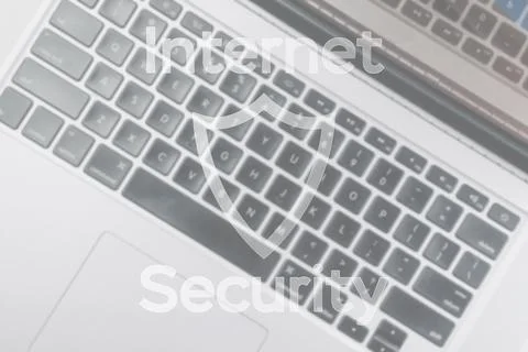 Data protecting security concept. Computer Internet protection symbol on blur Fotos Stock