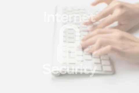 Data protecting security concept. Computer Internet protection symbol on blur Foto stock