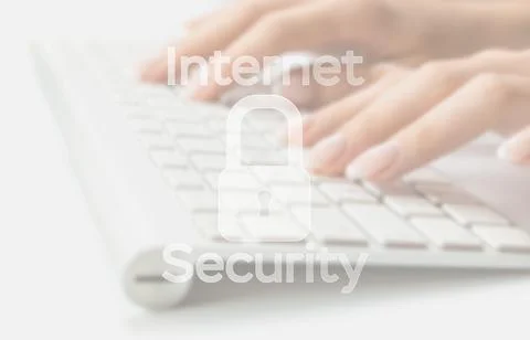 Data protecting security concept. Computer Internet protection symbol on blur Stock Photos