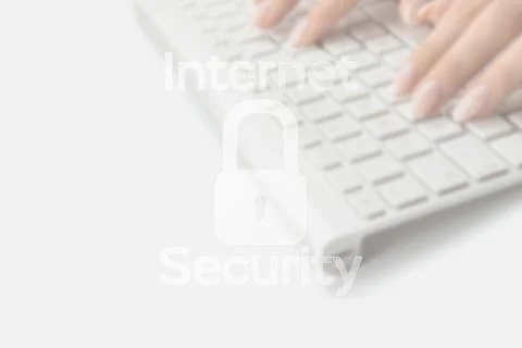 Data protecting security concept. Computer Internet protection symbol on blur Stock Photos