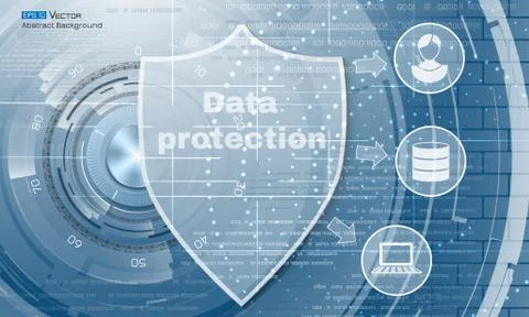 Data protection abstract background with shield Illustrazione stock