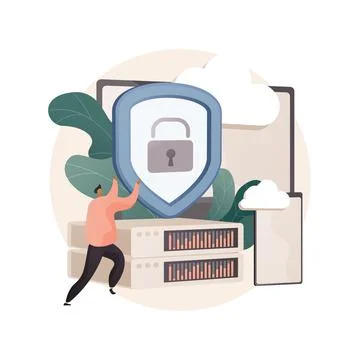 Data protection abstract concept vector illustration. Illustrazione stock