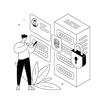 Data protection abstract concept vector illustration. Illustrazione stock