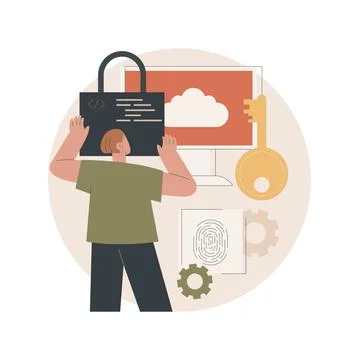 Data protection abstract concept vector illustration. Illustrazione stock