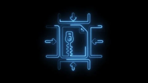 Data protection and access control neon animation illustrating cybersecurity and Stock Footage 330781878