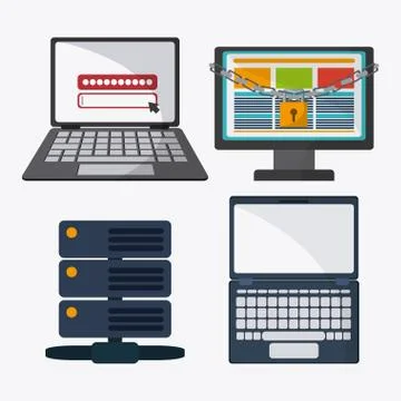 Data protection and Cyber security system 스톡 일러스트