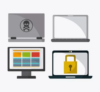 Data protection and Cyber security system Stock Illustration