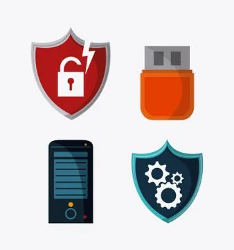 Data protection and Cyber security system Stock Illustration