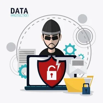 Data protection and Cyber security system Stock Illustration