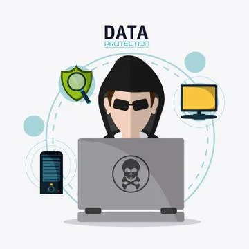 Data protection and Cyber security system Stock Illustration