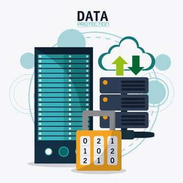 Data protection and Cyber security system Stock Illustration