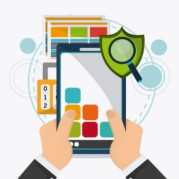Data protection and Cyber security system Stock Illustration