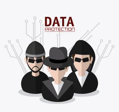 Data protection and Cyber security system Illustrazione stock