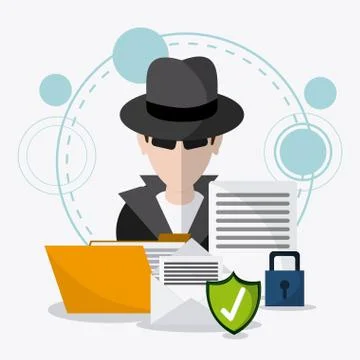 Data protection and Cyber security system Stock Illustration