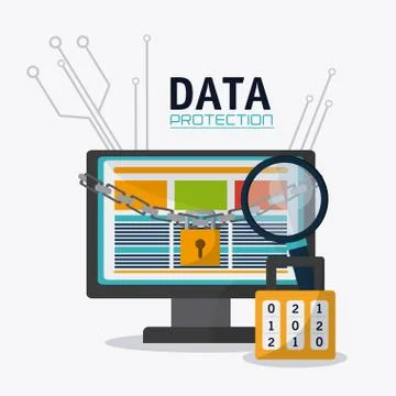 Data protection and Cyber security system Illustrazione stock