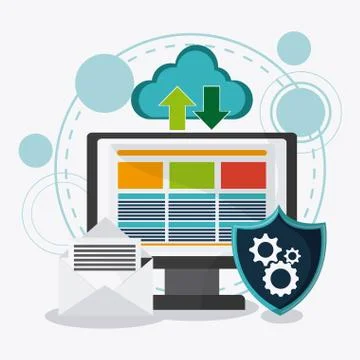 Data protection and Cyber security system Stock Illustration