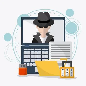 Data protection and Cyber security system Stock Illustration
