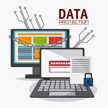Data protection and Cyber security system イラスト素材