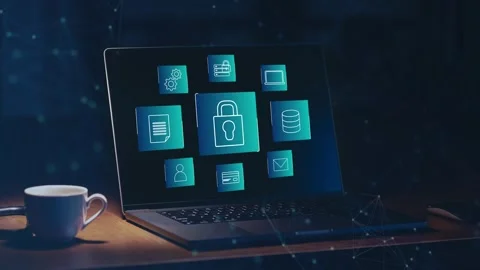 Data protection and cybersecurity concept, Stock Footage 281541002