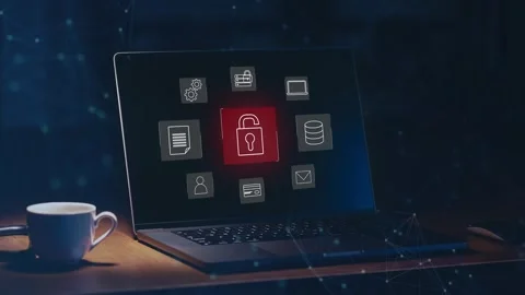 Data protection and cybersecurity concept, Stock Footage 281541025
