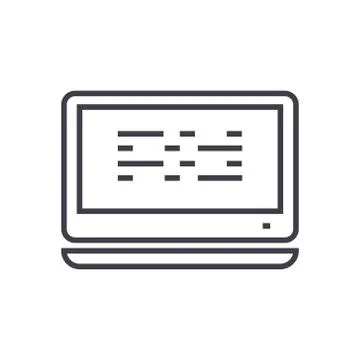 Data protection and encryption linear icon, sign, symbol, vector on isolated Stock Illustration