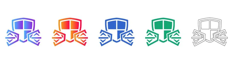 Data Protection and Network Security Shield Icons 库存插图