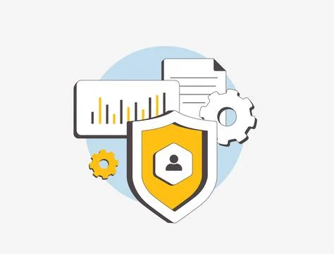 Data protection and privacy legislation statistics. Security laws, compliance Stock Illustration