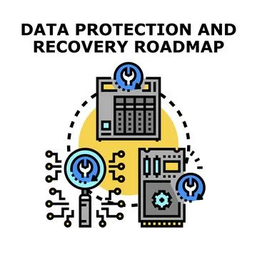 Data protection and recovery roadmap development concept Stock Illustration