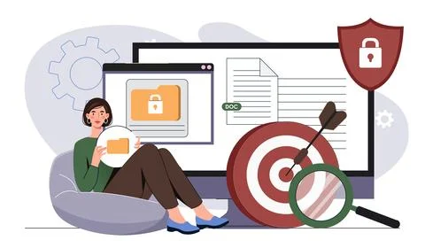 Data protection and secure document access. Vector illustration イラスト素材