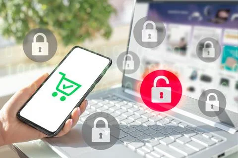Data protection and secure online payments. Cyber internet security technolog Foto stock