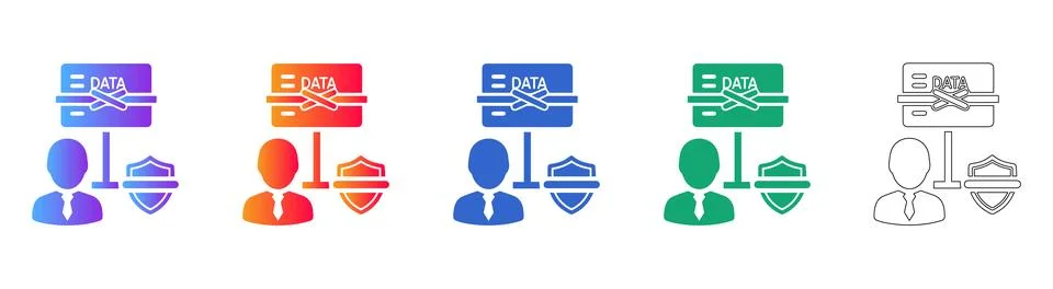 Data Protection and Security Icons 스톡 일러스트