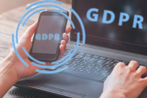 Data protection and security important information in your mobile phone, Woman Stock Photos